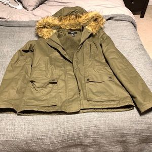 Forever 21 Faux Fur Hooded Parka Coat